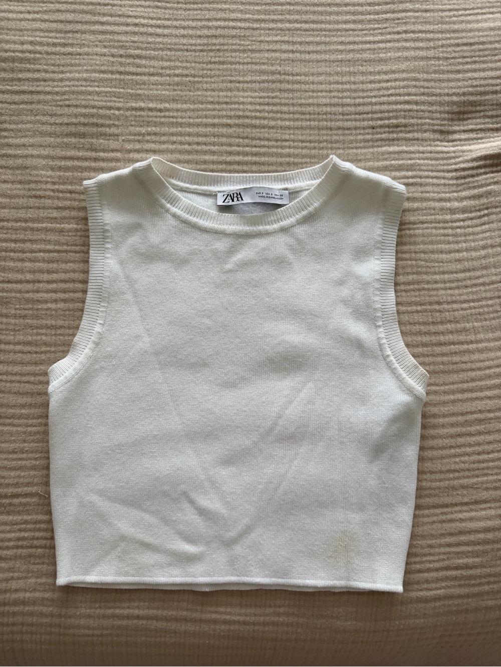 Zara Kids Cream Sleeveless Ribbed Knit Tank